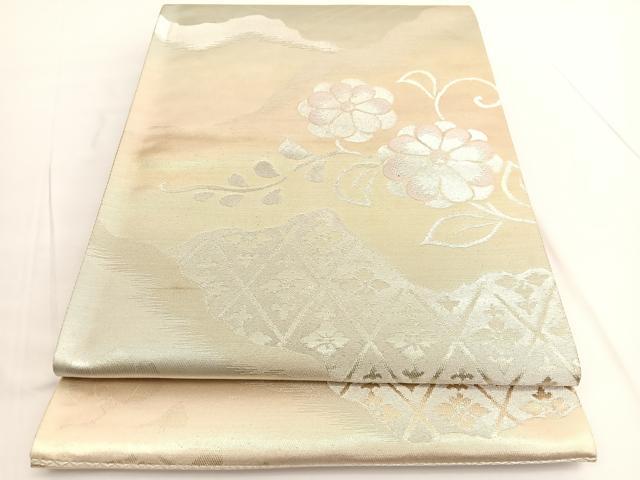 平和屋着物◎西陣 六通柄袋帯 花唐草文 金銀糸 引箔 証紙付き 正絹 逸品 BAAV9861hv