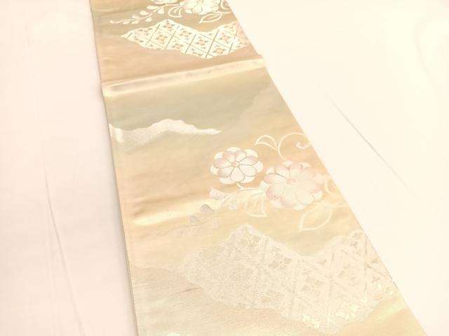 平和屋着物◎西陣 六通柄袋帯 花唐草文 金銀糸 引箔 証紙付き 正絹 逸品 BAAV9861hv