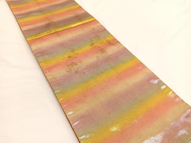 平和屋着物◎六通柄袋帯 霞文 金銀糸 正絹 逸品 BAAV9906hv