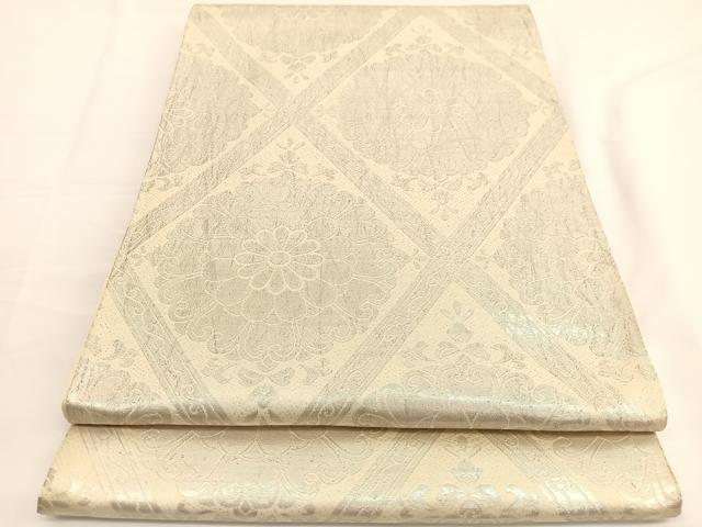 平和屋着物◎西陣 六通柄袋帯 花菱文 銀糸 正絹 逸品 BAAV9916hv