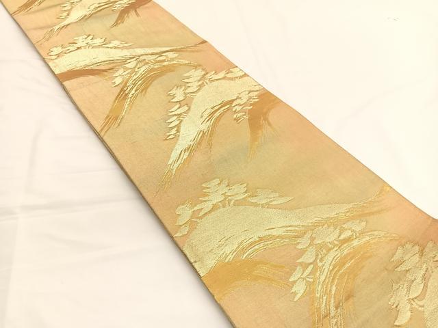 平和屋着物◎六通柄袋帯 遠山文 金糸 正絹 逸品 BAAV9927hv