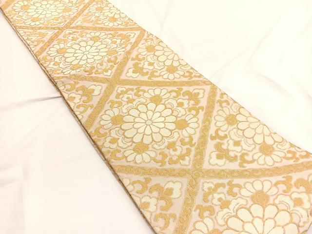 平和屋着物◎六通柄 本袋帯 菱天井花唐草文 金糸 正絹 逸品 BAAV9933hv
