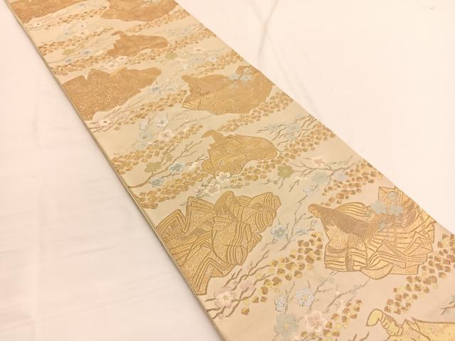 平和屋着物◎六通柄袋帯 唐織 綾錦 源氏物語 金銀糸 正絹 逸品 BAAV9958hv