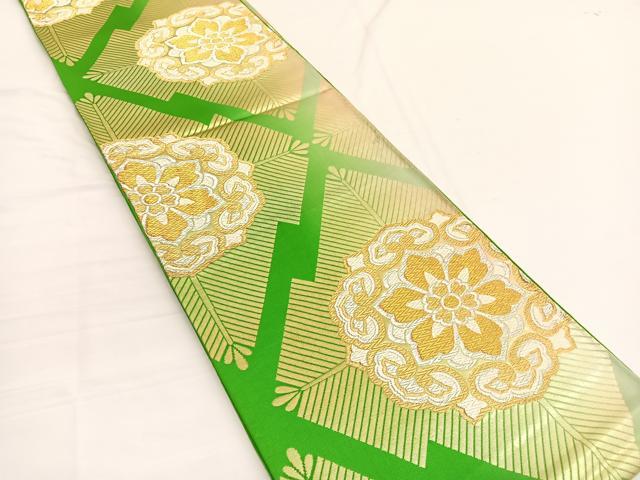 平和屋着物◎六通柄袋帯 唐織 松皮菱宝相華 金銀糸 正絹 逸品 BAAV9961hv