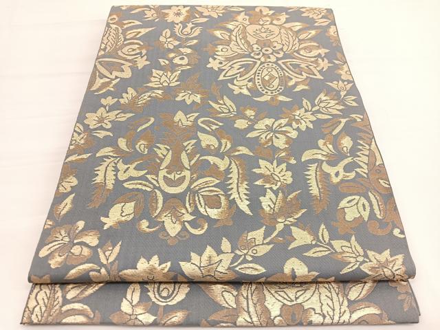 平和屋着物◎六通柄 本袋帯 更紗飾花文 金糸 正絹 逸品 BAAV9966hv