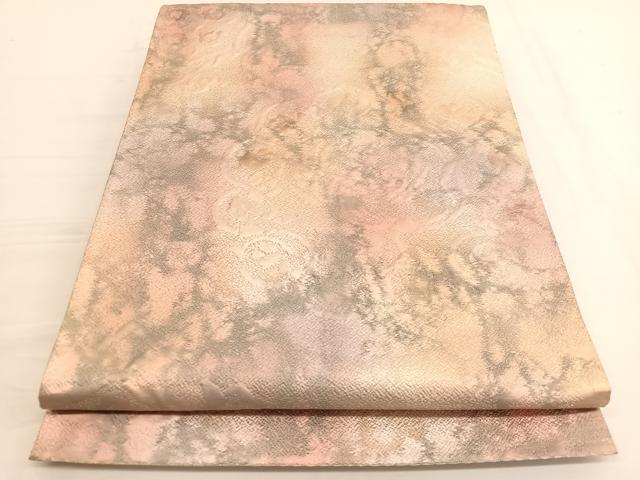 平和屋着物◎六通柄袋帯 ふくれ織 鳳凰花唐草文 銀糸 正絹 逸品 BAAV9994hv