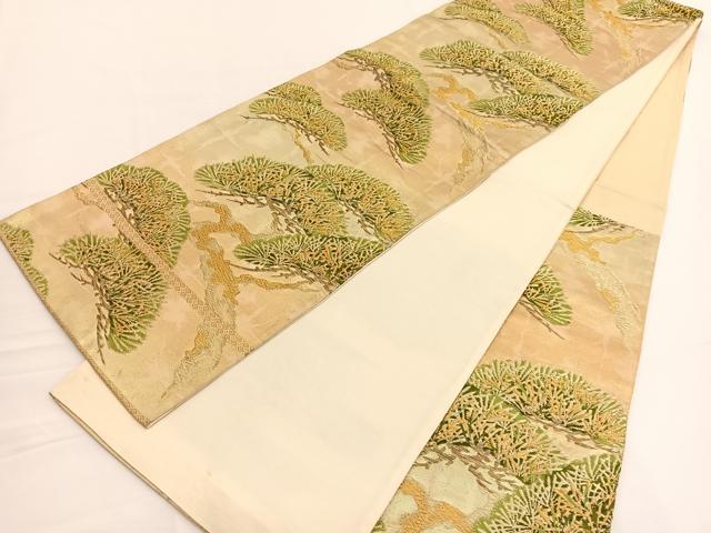 平和屋着物◎六通柄袋帯 唐織 松 金糸 正絹 逸品 BAAV9995hv