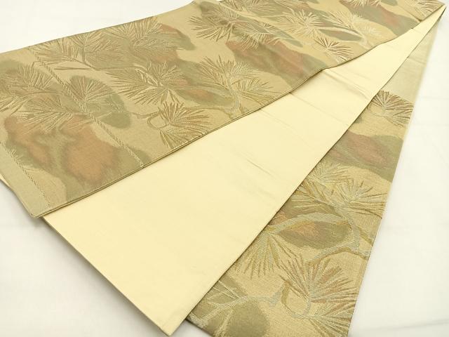 平和屋着物◎六通柄袋帯 松 金銀糸 引箔 正絹 逸品 BAAW0012hj
