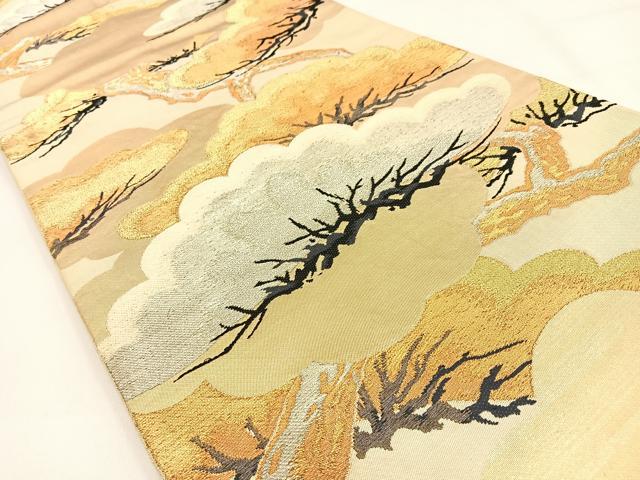 平和屋着物◎六通柄 本袋帯 松 金銀糸 正絹 逸品 BAAW0033hj