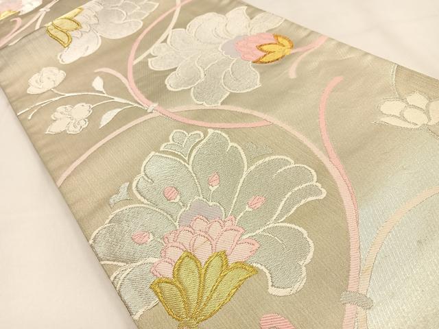 平和屋着物◎六通柄袋帯 唐織 花唐草文 金銀糸 正絹 逸品 BAAW0039hj