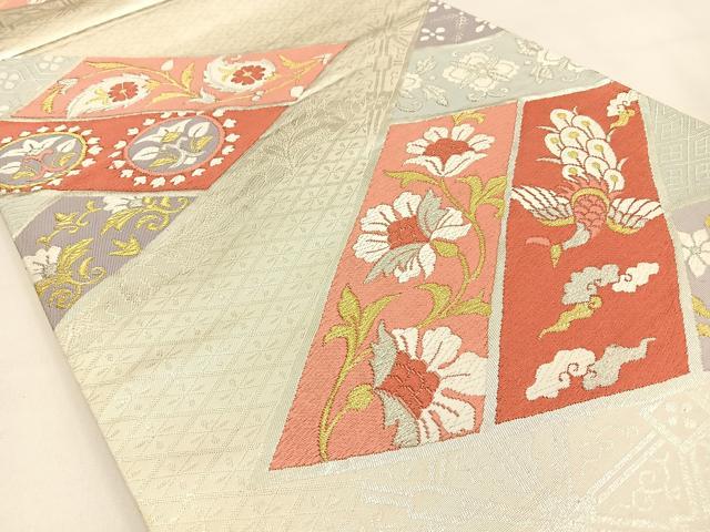 平和屋着物◎六通柄袋帯 唐織 鳳凰更紗花文 金銀糸 正絹 逸品 BAAW0062hj
