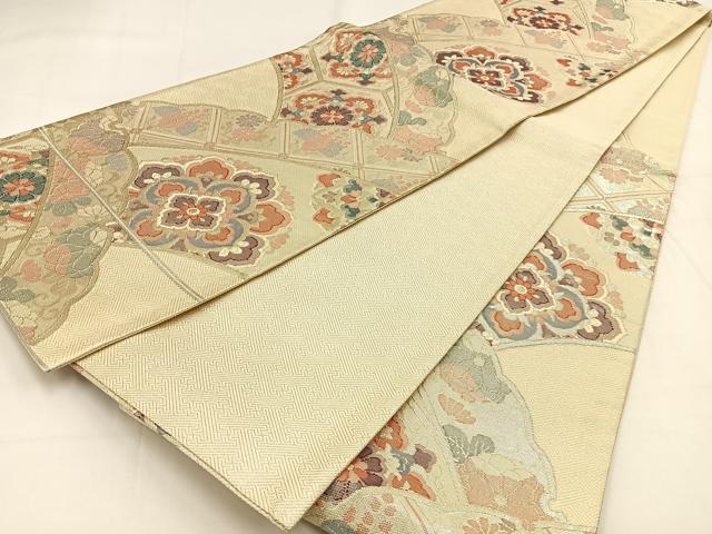 平和屋着物◎佐賀錦 六通柄袋帯 宝相華 銀糸 正絹 逸品 BAAW0068hj