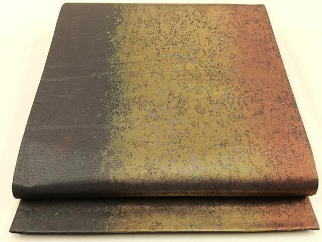 平和屋着物◎六通柄袋帯 箔化粧 霞文 引箔 正絹 逸品 BAAW0086hj