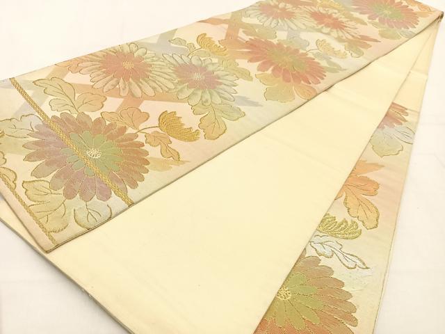 平和屋着物◎六通柄袋帯 菊 金銀糸 引箔 正絹 逸品 BAAW0110hj