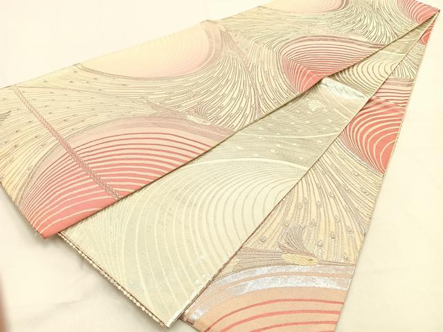 平和屋着物◎両面 全通柄袋帯 唐織 孔雀 銀糸 正絹 逸品 BAAW0111hj