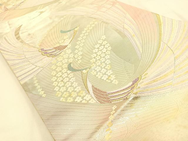平和屋着物◎六通柄袋帯 孔雀 金銀糸 正絹 逸品 BAAW0115hj