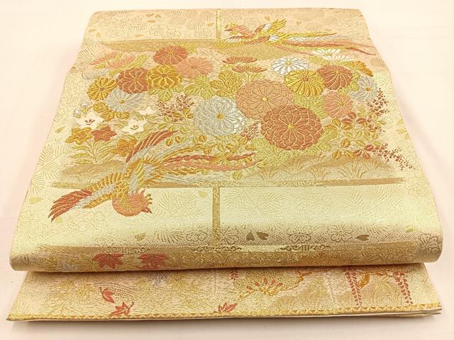 平和屋着物◎六通柄袋帯 唐織 鳳凰花文 金銀糸 正絹 逸品 BAAW0142hj