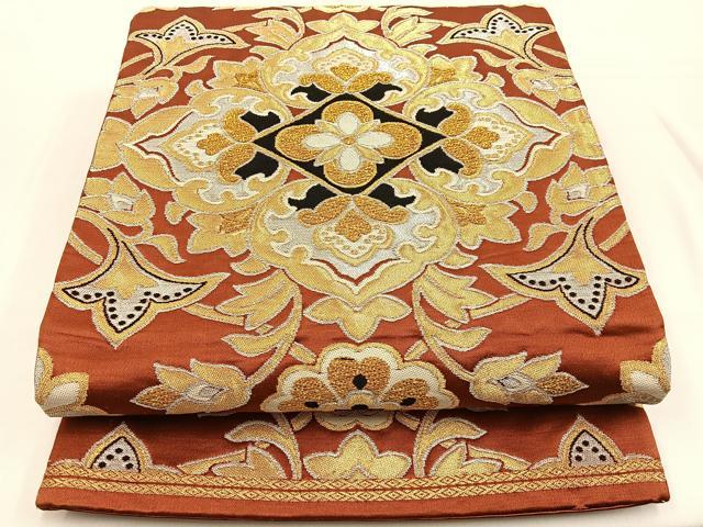 平和屋着物◎西陣どんす 六通柄袋帯 宝相華 金銀糸 正絹 逸品 BAAW0182hj