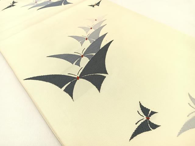 平和屋着物◎六通柄 本袋帯 唐織 草木染 舞蝶文 正絹 逸品 BAAW0196hj