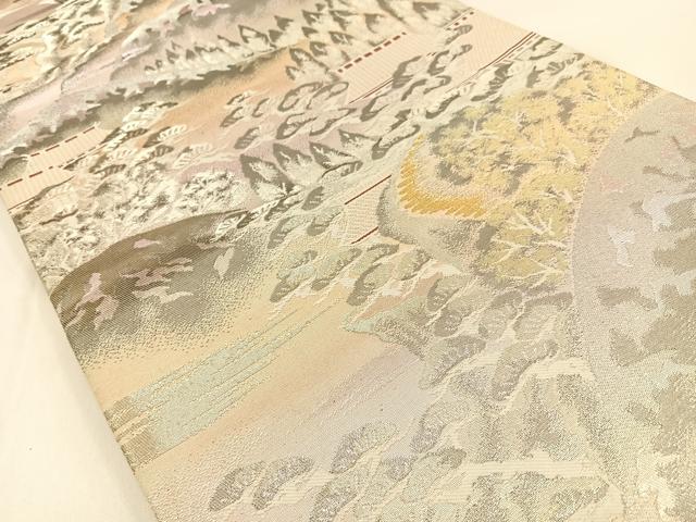 平和屋着物◎六通柄袋帯 遠山風景文 金銀糸 正絹 逸品 BAAW0229hj