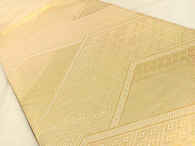 平和屋着物◎佐賀錦 両面 六通柄袋帯 鳳凰飛鶴花文 金糸 正絹 逸品 BAAW0232hj