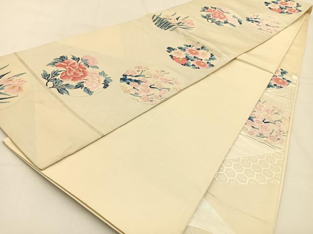 平和屋着物◎六通柄袋帯 花丸文 金銀糸 正絹 逸品 BAAW0246hj