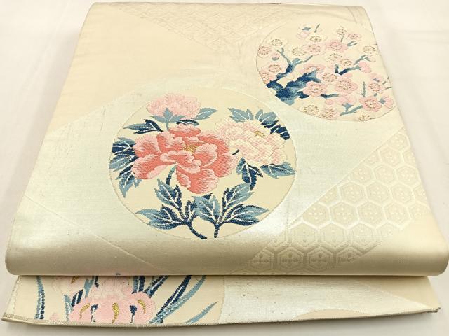 平和屋着物◎六通柄袋帯 花丸文 金銀糸 正絹 逸品 BAAW0246hj