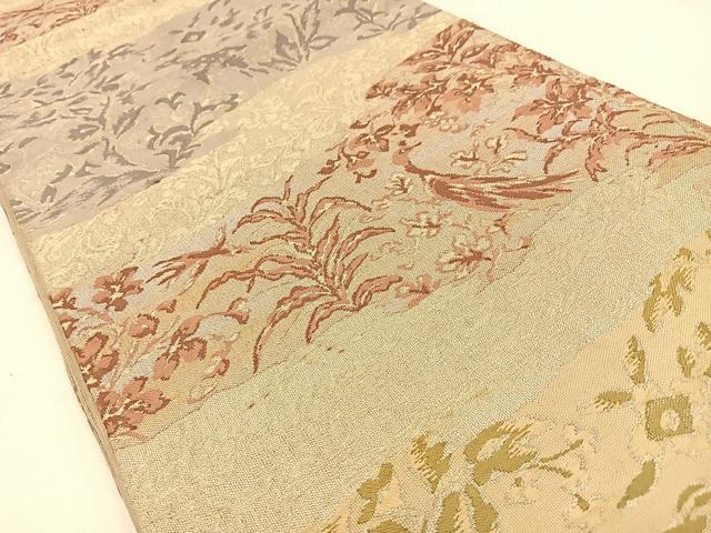 平和屋着物◎六通柄袋帯 更紗花鳥文 金銀糸 正絹 逸品 BAAW0256hj