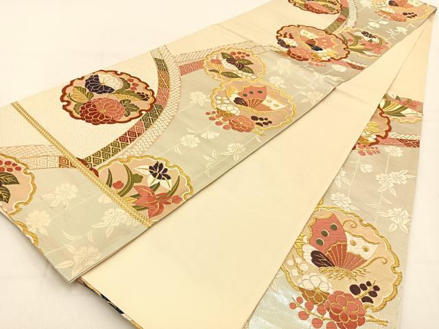 平和屋着物◎六通柄袋帯 唐織 慶長小袖 金糸 正絹 逸品 BAAW0257hj