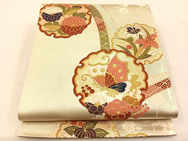 平和屋着物◎六通柄袋帯 唐織 慶長小袖 金糸 正絹 逸品 BAAW0257hj