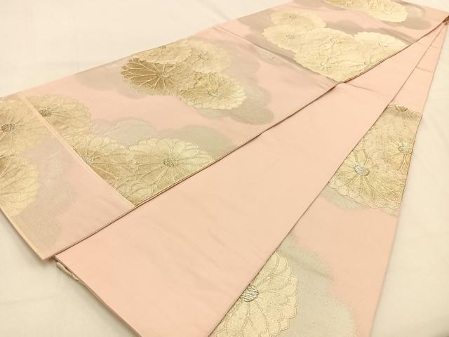 平和屋着物◎六通柄袋帯 菊 金銀糸 正絹 逸品 BAAW0262hj