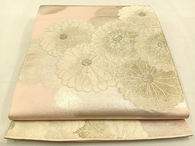 平和屋着物◎六通柄袋帯 菊 金銀糸 正絹 逸品 BAAW0262hj