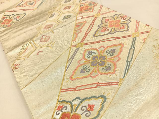 平和屋着物◎六通柄袋帯 唐織 菱天井花文 金銀糸 三越扱い 正絹 逸品 BAAW0271hj