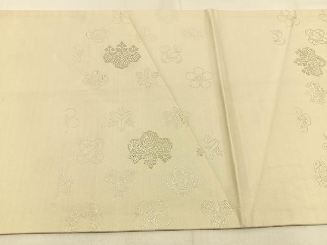 平和屋着物◎六通柄袋帯 家紋 銀糸 正絹 逸品 BAAW0275hj