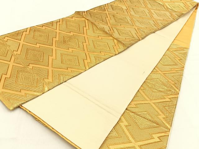 平和屋着物◎六通柄袋帯 松皮菱 金糸 正絹 逸品 BAAW0282hj