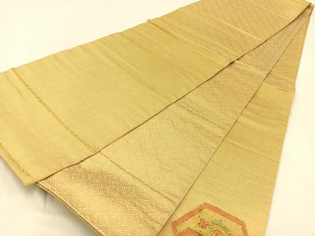 平和屋着物◎佐賀錦 太鼓柄袋帯 総駒刺繍 亀甲正倉院文 金糸 正絹 逸品 BAAW0303hj