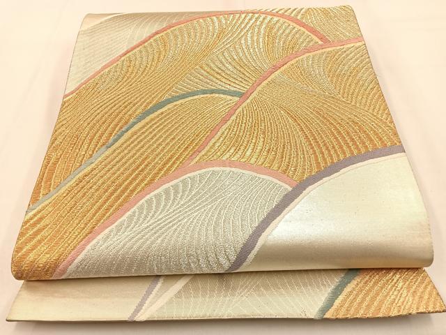 平和屋着物◎六通柄袋帯 唐織 重ね山文 金銀糸 正絹 逸品 BAAW0307hj