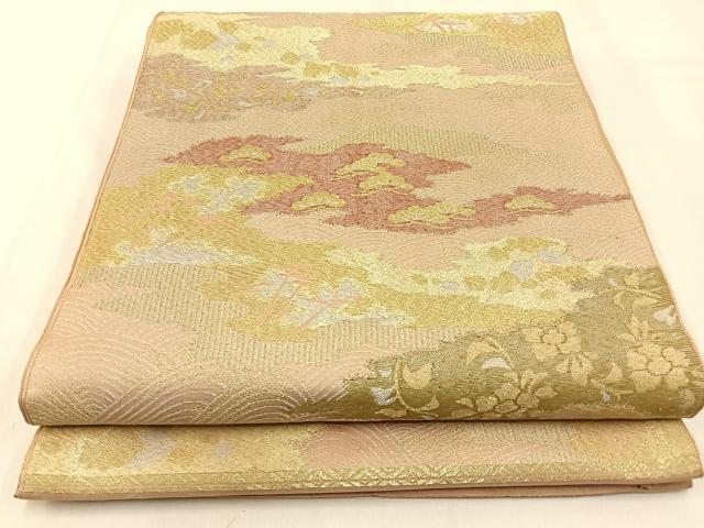 平和屋着物◎六通柄 本袋帯 道長松花文 金銀糸 BAAW0342hj