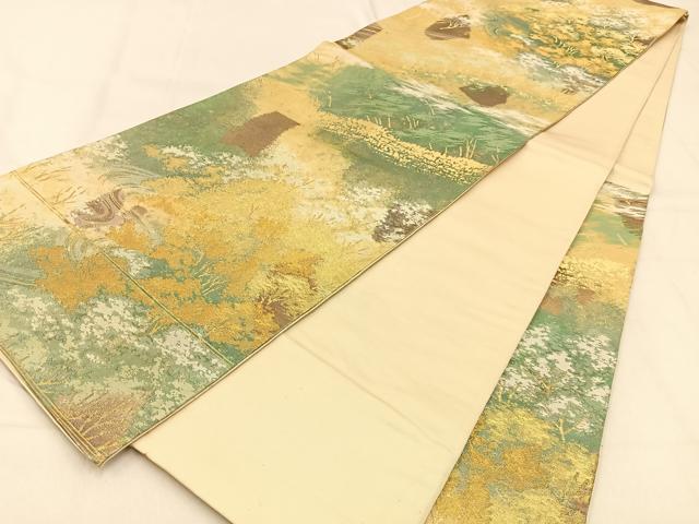 平和屋着物◎六通柄袋帯 樹林文 金糸 引箔 正絹 逸品 BAAW0344hj