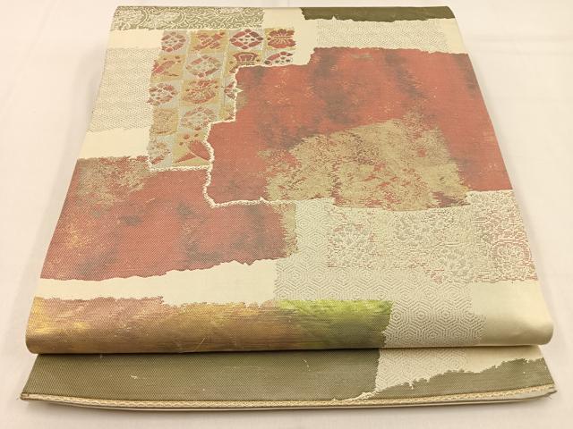 平和屋着物◎六通柄袋帯 宝尽くし 金銀糸 引箔 正絹 逸品 BAAW0347hj