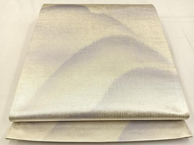 平和屋着物◎六通柄袋帯 遠山文 銀糸 正絹 逸品 BAAW0348hj