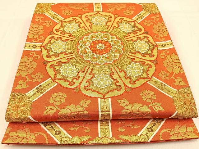 平和屋着物◎六通柄袋帯 唐織 正倉院 金糸 正絹 逸品 BAAW0361hj