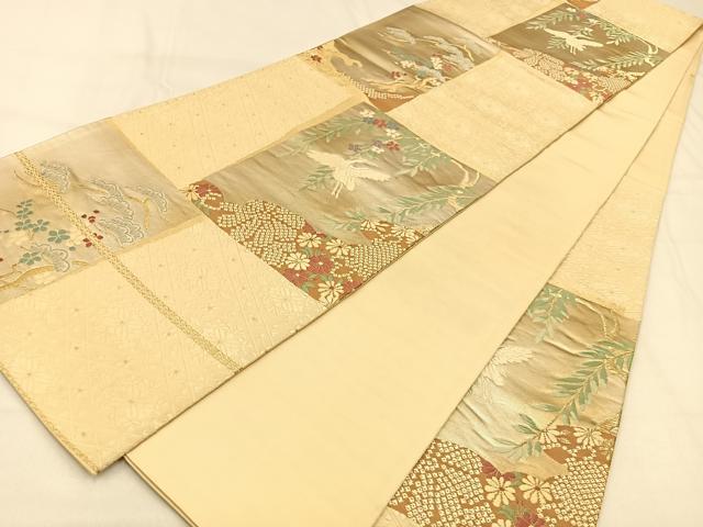 平和屋着物◎六通柄袋帯 唐織 花鳥文 金銀糸 正絹 逸品 BAAW0363hj