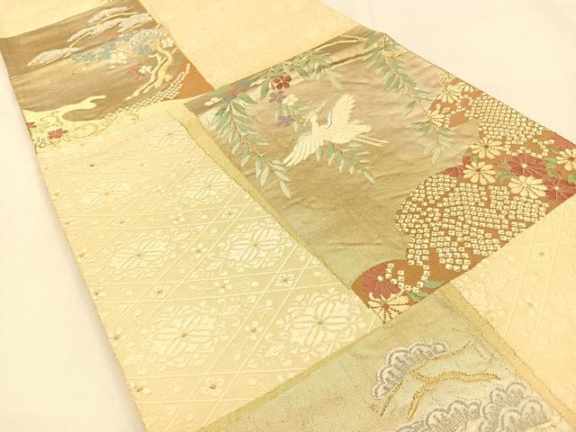 平和屋着物◎六通柄袋帯 唐織 花鳥文 金銀糸 正絹 逸品 BAAW0363hj