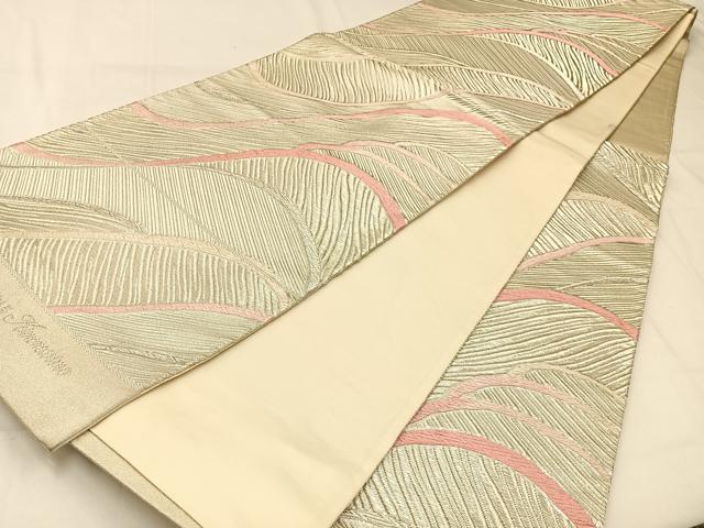 平和屋着物◎六通柄袋帯 唐織 流線文 銀糸 正絹 逸品 BAAW0431hj