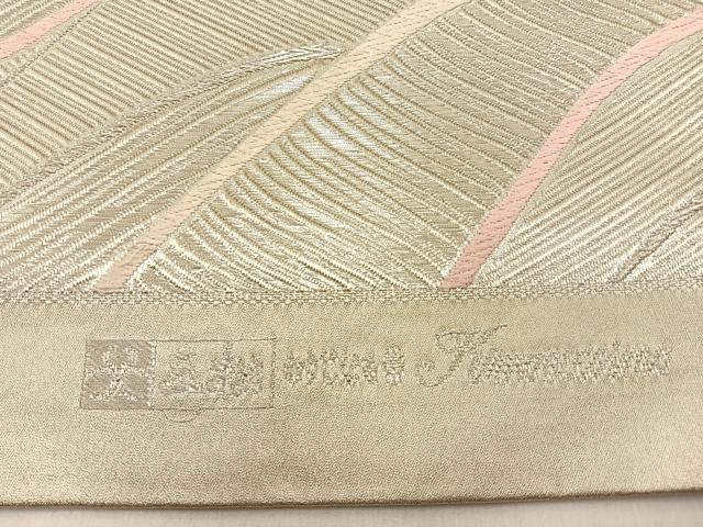 平和屋着物◎六通柄袋帯 唐織 流線文 銀糸 正絹 逸品 BAAW0431hj