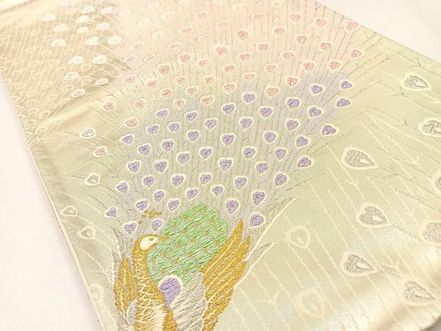 平和屋着物◎六通柄袋帯 唐織 孔雀 金銀糸 正絹 逸品 BAAW0437hj