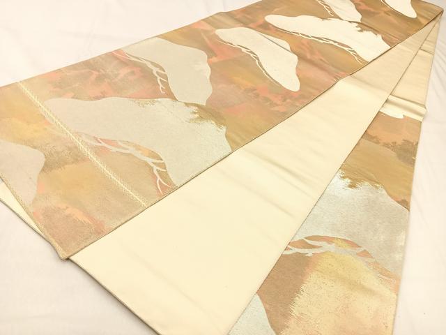 平和屋着物◎西陣 服部織物謹製 六通柄袋帯 こはく錦 笠松 金銀糸 引箔 正絹 逸品 BAAW0467hj
