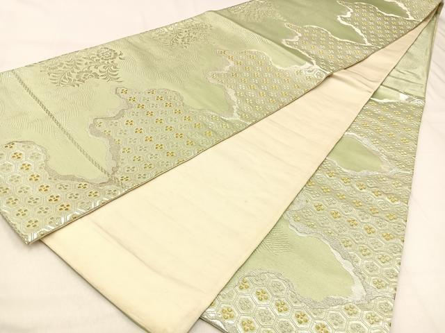 平和屋着物◎六通柄袋帯 道長亀甲花文 金銀糸 正絹 逸品 BAAW0477hj