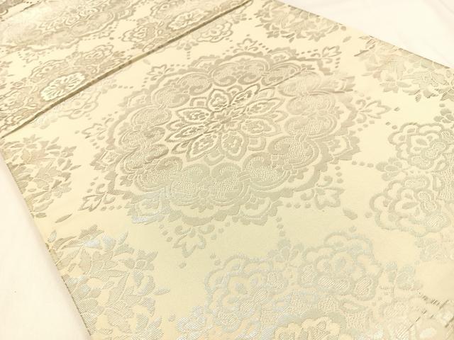 平和屋着物◎六通柄袋帯 宝相華 銀糸 正絹 逸品 BAAW0485hj